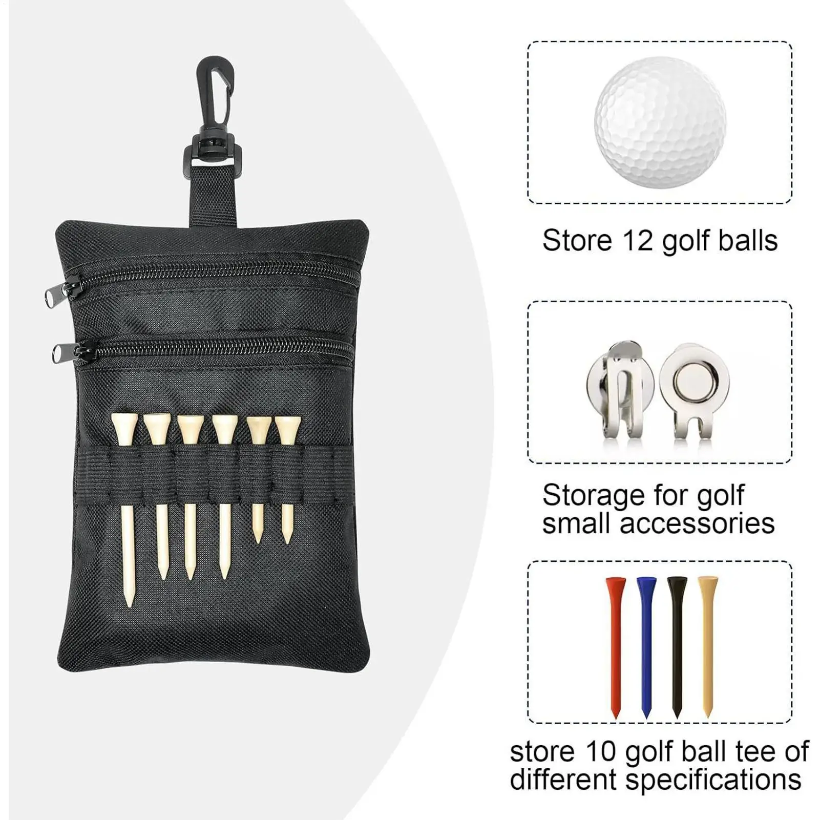 Golf Accessories Bag Pouch 7.87x5.51 Inch Large Capacity Clip Zippered Gear Pockets Men Women Golf Tee Ball Bag For Adults
Golf Accessories Bag Pouch 7.87x5.51 Inch Large Capacity Clip Zippered Gear Pockets Men Women Golf Tee Ball Bag For Adults