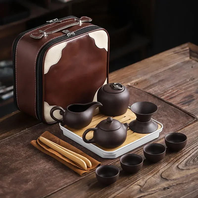 Chinese Tea Set Purple Clay Teapot Gaiwan Portable Outdoor Travel Tea Pot Set Ceremony Kung Fu Tea Set
Chinese Tea Set Purple Clay Teapot Gaiwan Portable Outdoor Travel Tea Pot Set Ceremony Kung Fu Tea Set