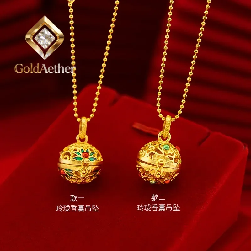 GoldAether 9999 24K real gold antique style blue burning sachet enamel pendant for women ethnic hollow incense burner pendant fo
GoldAether 9999 24K real gold antique style blue burning sachet enamel pendant for women ethnic hollow incense burner pendant fo