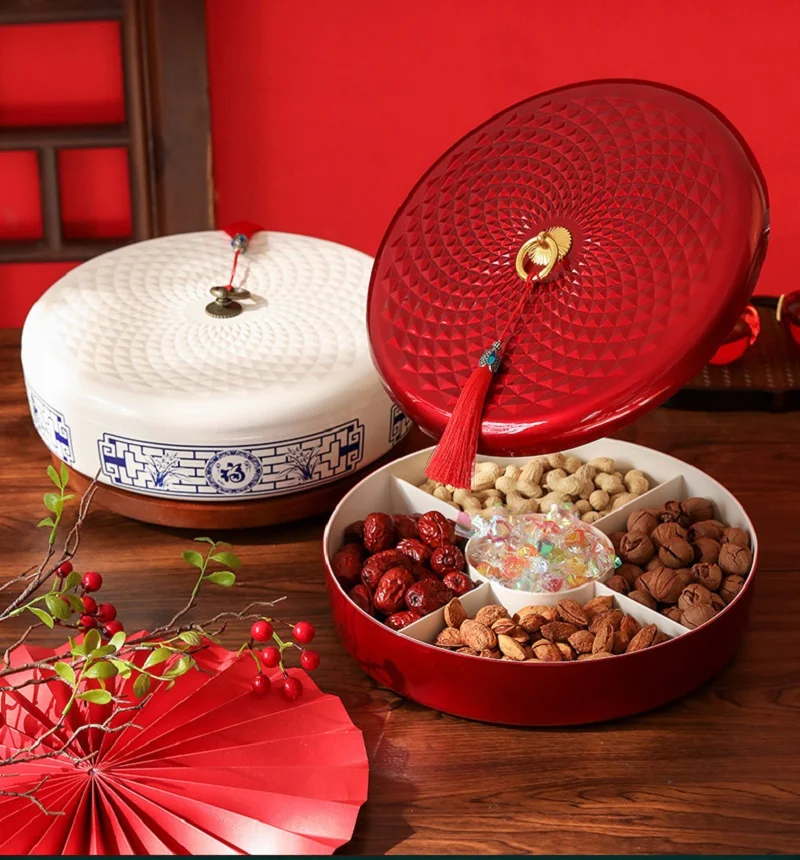 Dried Fruit Tray Creative Food Grade Fruit Tray Storage Box with Lid Household Snack Candy Dried Fruit Box for Festive New Year
Dried Fruit Tray Creative Food Grade Fruit Tray Storage Box with Lid Household Snack Candy Dried Fruit Box for Festive New Year