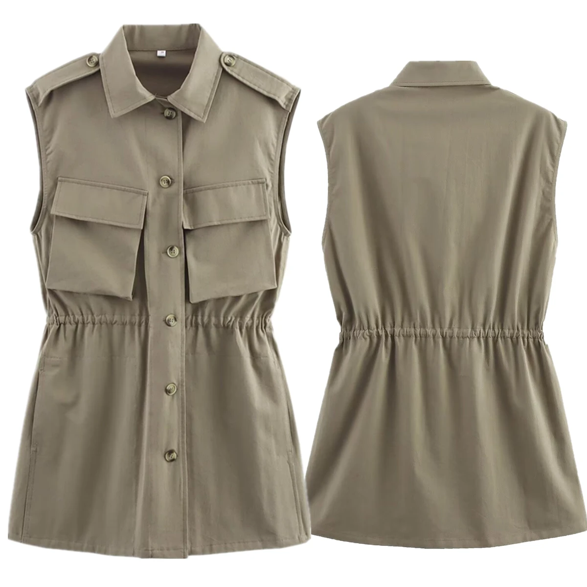 Dave&Di Minimalist Dark Khaki Pocket Decorative Dress Vintage Workwear Clothing Sleeveless Mini Dress Women For Summer
Dave&Di Minimalist Dark Khaki Pocket Decorative Dress Vintage Workwear Clothing Sleeveless Mini Dress Women For Summer