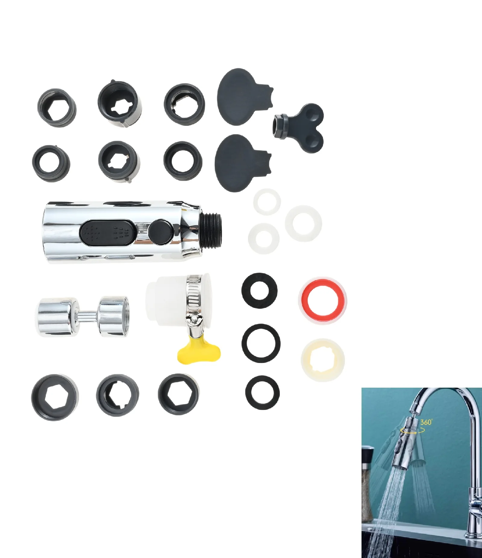 1kit Kitchen Tap Spray Head with Connectors Adapters Scrub/Shower/Stream Multi-modes Adjustable Rotating Anti-splash
1kit Kitchen Tap Spray Head with Connectors Adapters Scrub/Shower/Stream Multi-modes Adjustable Rotating Anti-splash