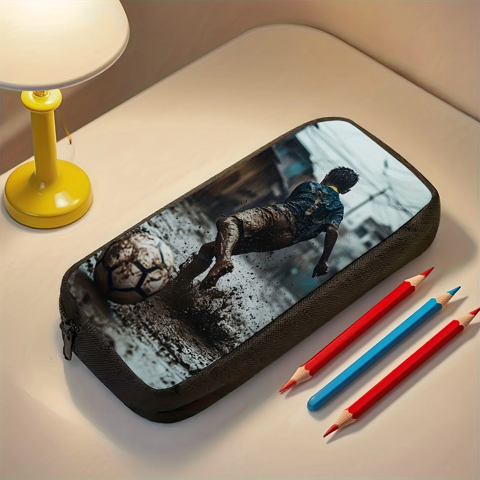 One piece of large-capacity single-layer pencil bag, printed with mud football player pattern, multi-purpose stationery box
One piece of large-capacity single-layer pencil bag, printed with mud football player pattern, multi-purpose stationery box
