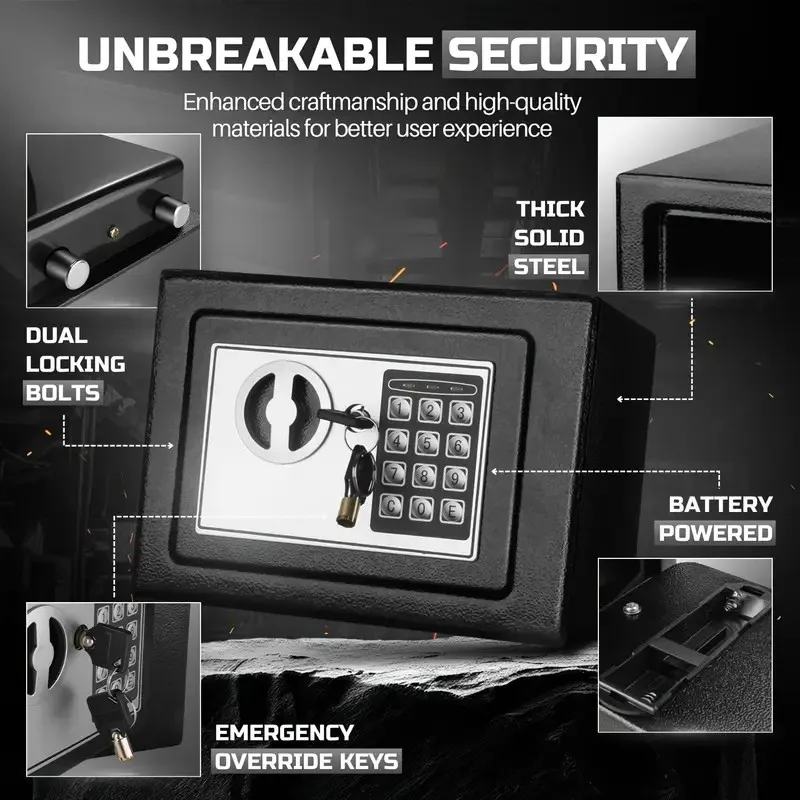 HOMEFISH 1 шт. Настенный и огнестойкий мини-сейф с кубическими ножками и двойной безопасностью с паролем и ключом для дома и офиса
HOMEFISH 1 шт. Настенный и огнестойкий мини-сейф с кубическими ножками и двойной безопасностью с паролем и ключом для дома и офиса