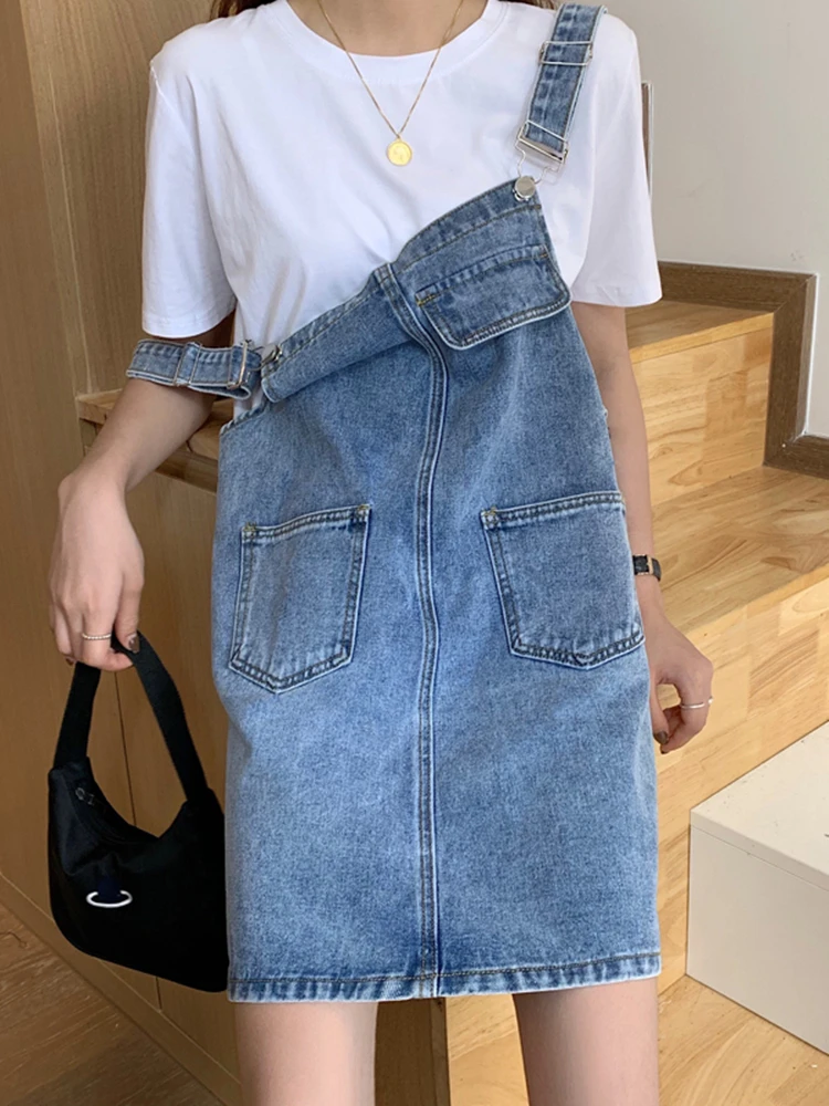 Oversized Denim Suspender Dress Women High Waist Pocket Loose Straight Dresses Fashion Simple All-matched Skirts
Oversized Denim Suspender Dress Women High Waist Pocket Loose Straight Dresses Fashion Simple All-matched Skirts
