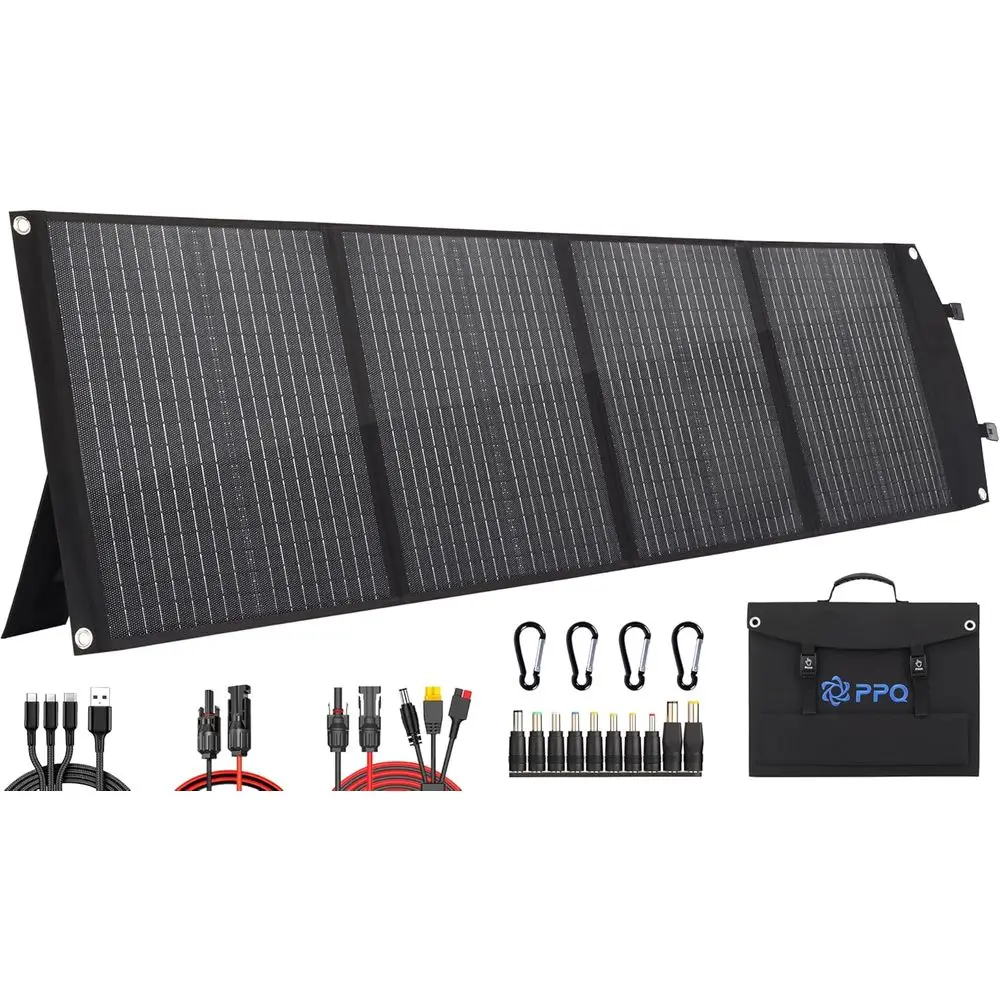 Portable 100W Solar Panel Kit, 18V/6A, Lightweight Foldable, 24% Efficiency, 3 Cables, 16 Outputs, Ideal for Camping and RV Powe
Portable 100W Solar Panel Kit, 18V/6A, Lightweight Foldable, 24% Efficiency, 3 Cables, 16 Outputs, Ideal for Camping and RV Powe