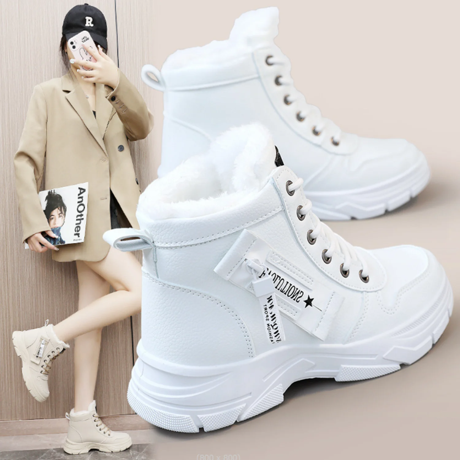 Дизайнерские кроссовки для женщин, Повседневная теплая зимняя обувь с высоким берцем, на плюшевой подкладке, на платформе, на толстой шнуровке, спортивные ботильоны
Дизайнерские кроссовки для женщин, Повседневная теплая зимняя обувь с высоким берцем, на плюшевой подкладке, на платформе, на толстой шнуровке, спортивные ботильоны