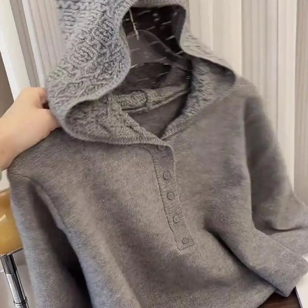 Gray Long Sleeve Knitted Sweater Women's Fashion Hat Design Spring Autumn New Style Personality Top Trendy Commute Style Larg...
Gray Long Sleeve Knitted Sweater Women's Fashion Hat Design Spring Autumn New Style Personality Top Trendy Commute Style Larg...