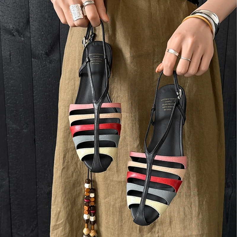 Women's new summer genuine leather cowhide low heel elastic belt buckle with hollowed out breathable Roman shoes,fashion sandals
Women's new summer genuine leather cowhide low heel elastic belt buckle with hollowed out breathable Roman shoes,fashion sandals