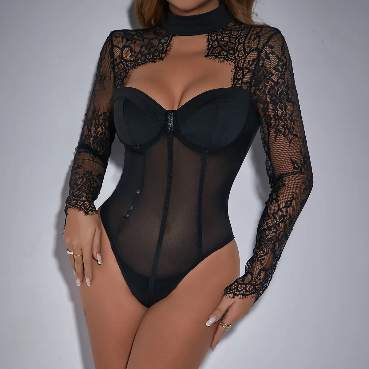 Woman Clothing Long Sleeve Bodysuit Tops See Through T-shirt V-Neck Lace Bodysuit Sexy Lingerie Women One Piece Body Suit
Woman Clothing Long Sleeve Bodysuit Tops See Through T-shirt V-Neck Lace Bodysuit Sexy Lingerie Women One Piece Body Suit