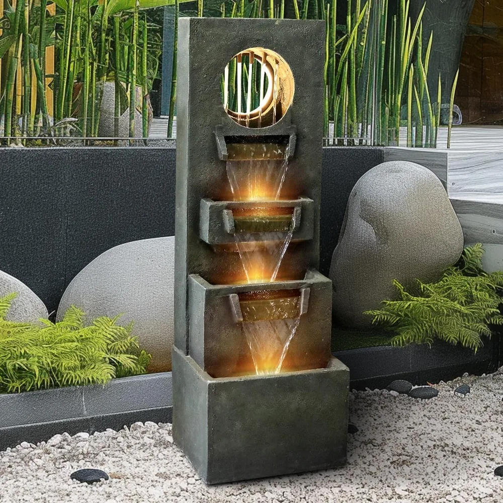 Modern Indoor Outdoor Waterfall Fountain - 39.3”Tall Relaxing Soothing Outdoor Freestanding Fountains with Lights&Pump, 4-Tier O
Modern Indoor Outdoor Waterfall Fountain - 39.3”Tall Relaxing Soothing Outdoor Freestanding Fountains with Lights&Pump, 4-Tier O