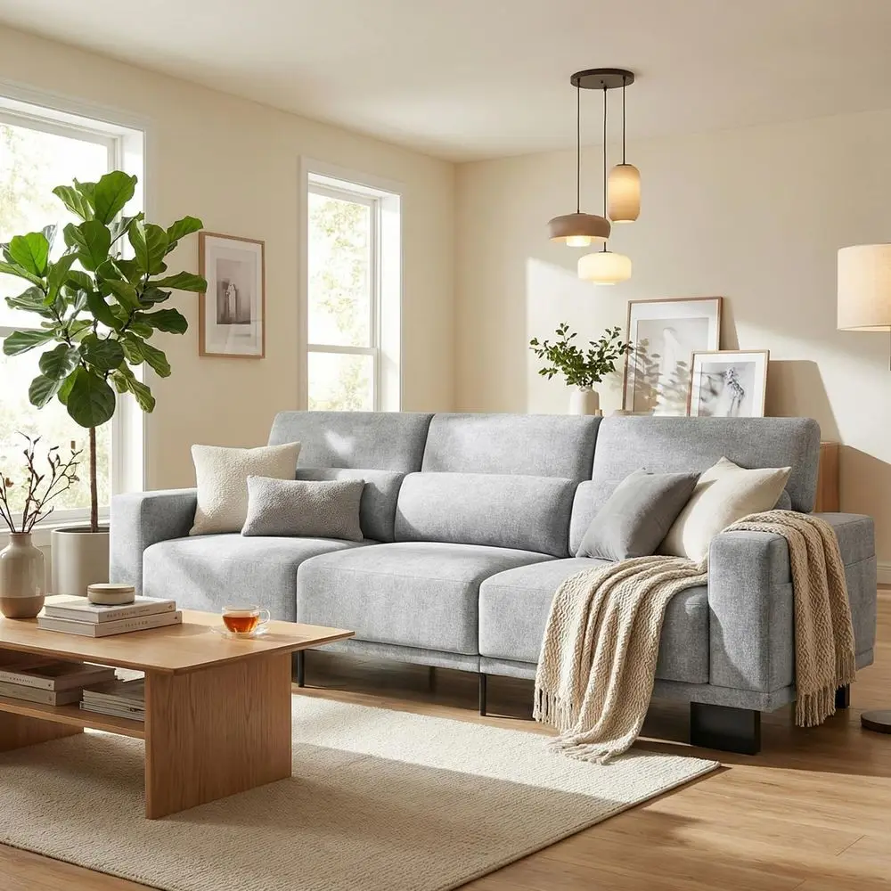 Grey 3-Seater Chenille Couch with Wide Armrests and Deep Cushions, Ideal for Living Room or Bedroom
Grey 3-Seater Chenille Couch with Wide Armrests and Deep Cushions, Ideal for Living Room or Bedroom