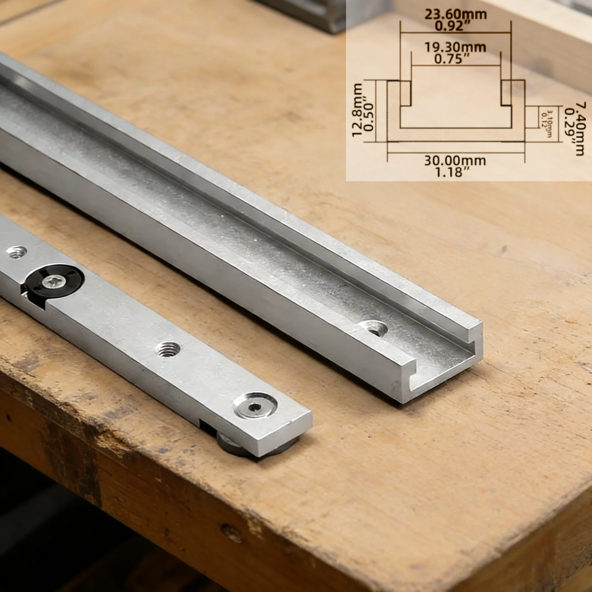 2pcs T Track and Miter Track Jig Kit ,T Slot Miter Bar Slider Kit - Woodworking Table Saw Miter Gauge Rod T-Bar T-Slot T-Slider