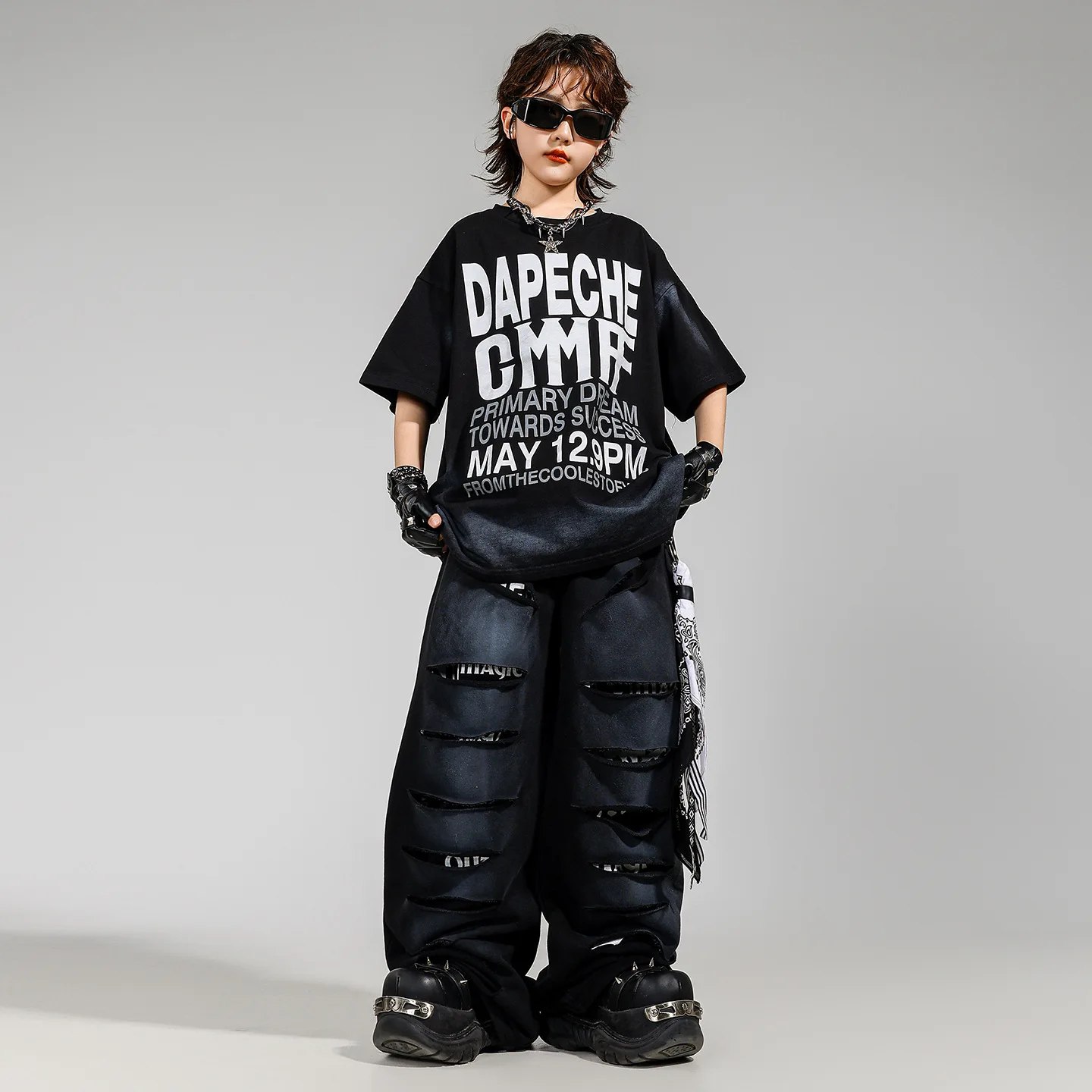 Kid Kpop Hip Hop Clothing Black Letters T Shirt Casual Wide Distressed Ripped Pants for Girl Boy Jazz Dance Wear Costume Clothes
Kid Kpop Hip Hop Clothing Black Letters T Shirt Casual Wide Distressed Ripped Pants for Girl Boy Jazz Dance Wear Costume Clothes