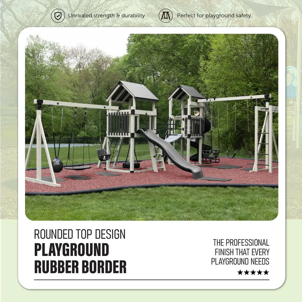 4 Flexible Interlocking Rubber Edging Border System for Playgrounds, Swing Sets, and Play Areas 4 in. High X 48 in. Long X 3in.
4 Flexible Interlocking Rubber Edging Border System for Playgrounds, Swing Sets, and Play Areas 4 in. High X 48 in. Long X 3in.