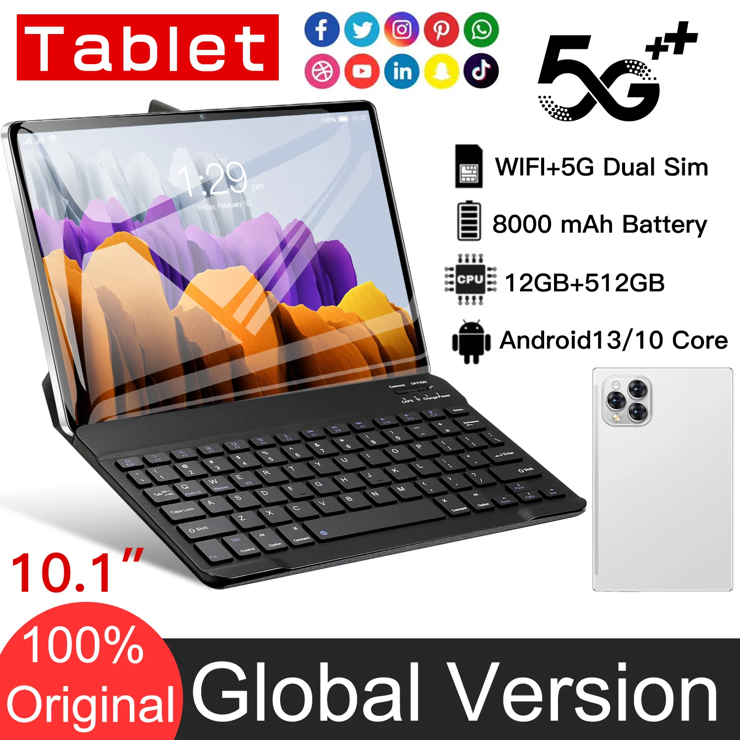 Global Edition New Pad 15 Pro Tablet Dual Camera Dual SIM Dual Standby 10.1 inch 5G Bluetooth Wifi GPS HD 4K Large Screen Tablet
Global Edition New Pad 15 Pro Tablet Dual Camera Dual SIM Dual Standby 10.1 inch 5G Bluetooth Wifi GPS HD 4K Large Screen Tablet