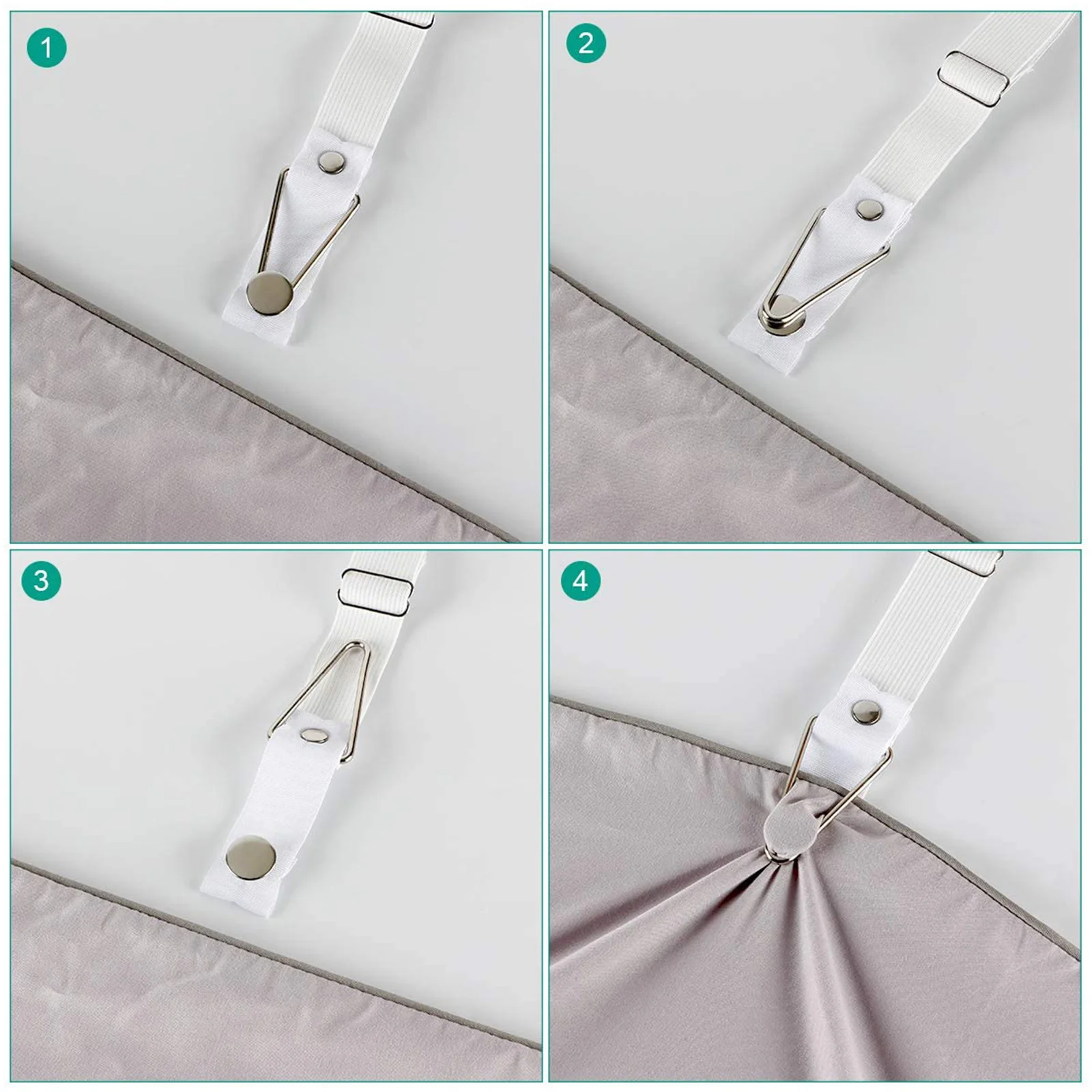 4Pcs Bed Sheet Fixator Heavy Duty Adjustable Fitted Sheet Clips No Hurt Fabric Strong Snap Lock Clamps for Mattress Pad
4Pcs Bed Sheet Fixator Heavy Duty Adjustable Fitted Sheet Clips No Hurt Fabric Strong Snap Lock Clamps for Mattress Pad