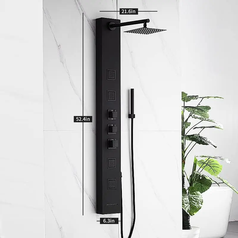 Square Rainfall Shower Head Panel System with Thermostatic,Stainless Steel High Pressure Turbo Body Jets Waterfall Shower Tower
Square Rainfall Shower Head Panel System with Thermostatic,Stainless Steel High Pressure Turbo Body Jets Waterfall Shower Tower