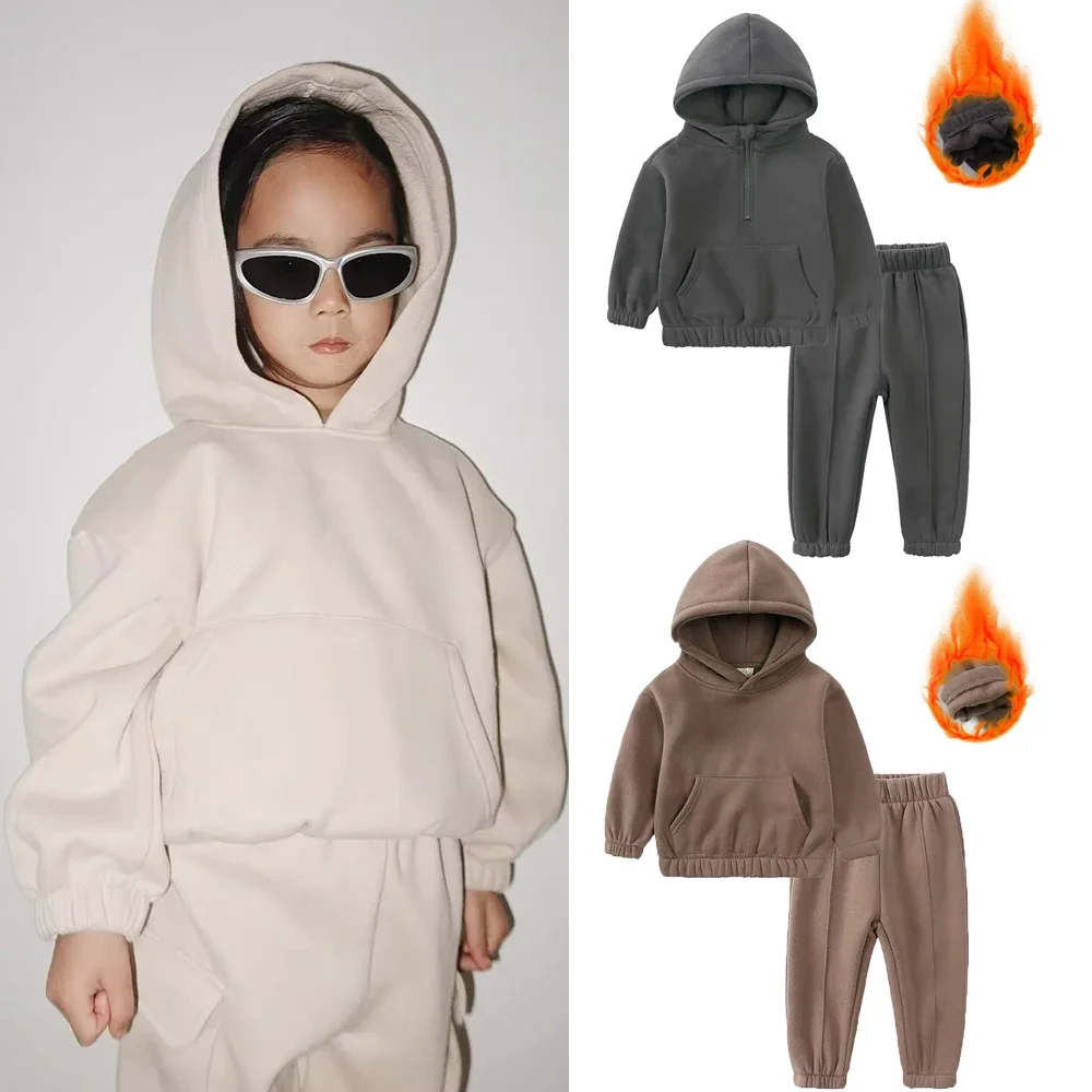 2024 Cool Boys Girls Set Winter Fleece Clothes Sets Solid Cotton Hooded Long Sleeve Warm Suit For Teenage Casual Thick Outfits
2024 Cool Boys Girls Set Winter Fleece Clothes Sets Solid Cotton Hooded Long Sleeve Warm Suit For Teenage Casual Thick Outfits