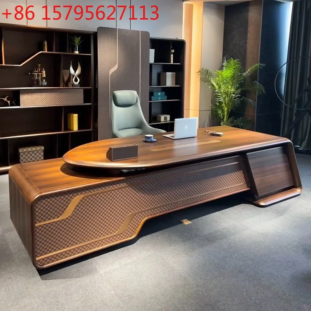 Solid wood president boss office desk and chair new Chinese style high-end chairperson Italian style big class table Europe
Solid wood president boss office desk and chair new Chinese style high-end chairperson Italian style big class table Europe