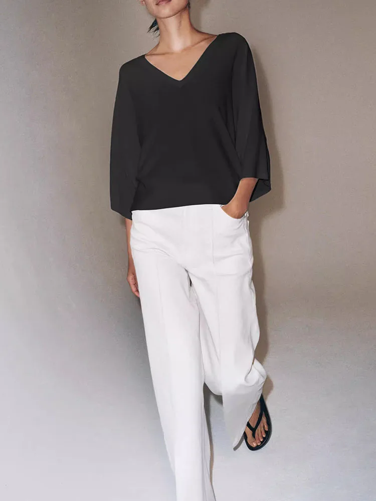 Spring 2026 New Sweet Short Sleeve V-Neck Casual Drapey Knitwear Women's Fashion Loose Fit Knitted Top Regular Length
Spring 2026 New Sweet Short Sleeve V-Neck Casual Drapey Knitwear Women's Fashion Loose Fit Knitted Top Regular Length