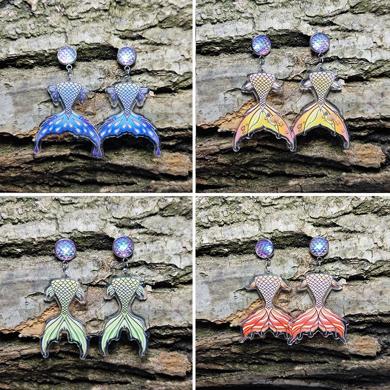 New Relief Double-sided Multi-color Fishtail Acrylic Stud Earrings Fine Sparkling Small Fresh Version Fairy Fish Tail Earrings
New Relief Double-sided Multi-color Fishtail Acrylic Stud Earrings Fine Sparkling Small Fresh Version Fairy Fish Tail Earrings