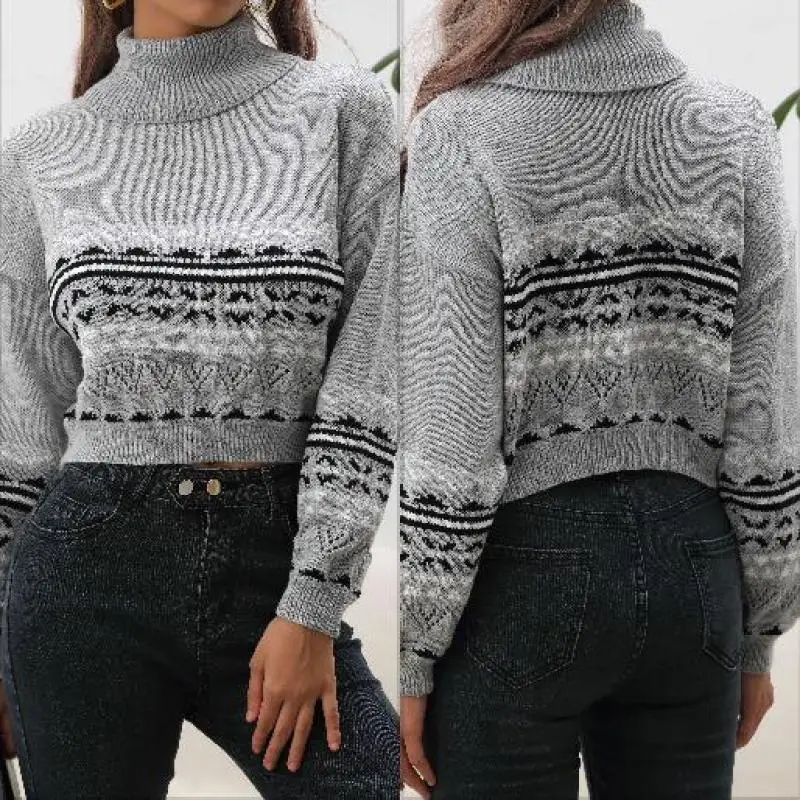 Autumn Knitted Sweater Women Hollow Out Pullover Jacquard High Neck Wool Knit Cropped Top
Autumn Knitted Sweater Women Hollow Out Pullover Jacquard High Neck Wool Knit Cropped Top
