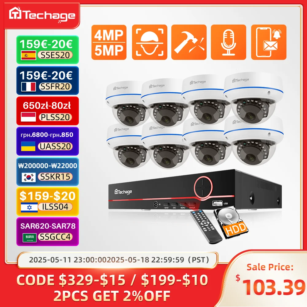 Techage H.265 8CH 4MP 5MP Внутренняя купольная система видеонаблюдения Аудиозапись PoE NVR Комплект Система видеонаблюдения Антивандальная IP-камера безопасности
Techage H.265 8CH 4MP 5MP Внутренняя купольная система видеонаблюдения Аудиозапись PoE NVR Комплект Система видеонаблюдения Антивандальная IP-камера безопасности