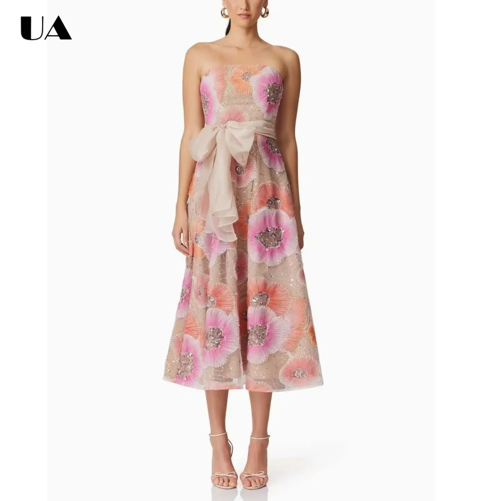 Fashionable Printed Strapless Bow Prom Dress, Summer New A-line Beaded Midi Dresses for Women, Trendy Sleeveless Long Dress
Fashionable Printed Strapless Bow Prom Dress, Summer New A-line Beaded Midi Dresses for Women, Trendy Sleeveless Long Dress
