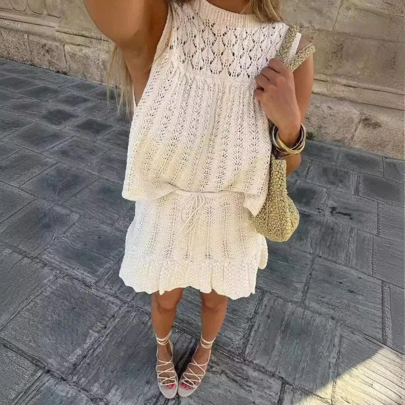 Tuularose Knit Short Skirt Two Piece Womens Sexy Sleeveless Vest High Waisted Short Skirt Set Vintage Casual Womens Dress Sets
Tuularose Knit Short Skirt Two Piece Womens Sexy Sleeveless Vest High Waisted Short Skirt Set Vintage Casual Womens Dress Sets
