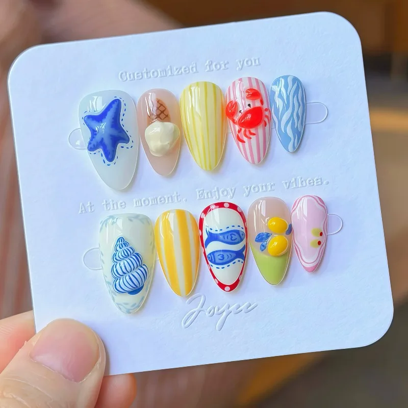 24PCS Blue Seastar Almond Press on False Nails Dopamine Fruit Stripes French Fake Nails for Women Beach Vacation Style Nail Tips
24PCS Blue Seastar Almond Press on False Nails Dopamine Fruit Stripes French Fake Nails for Women Beach Vacation Style Nail Tips
