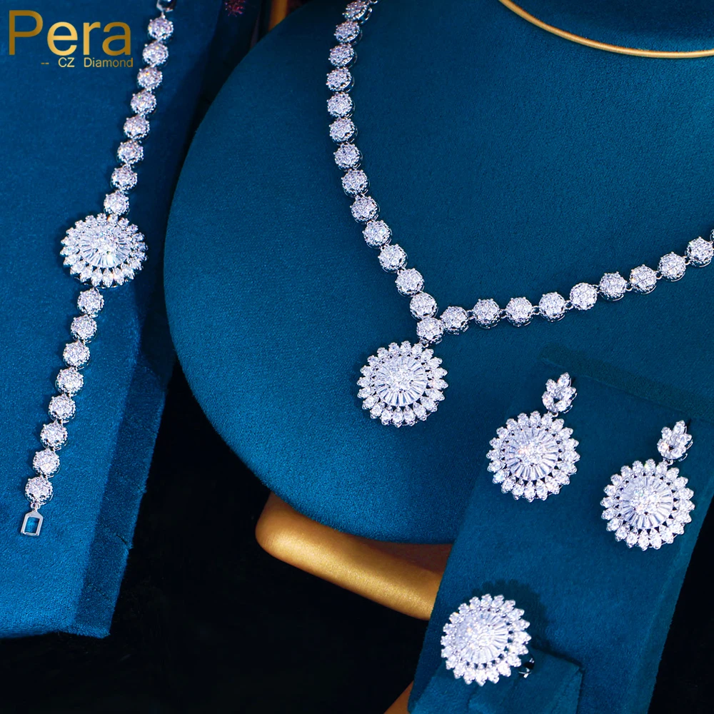 Pera Magnificent Sparkling White CZ Zircon Big Sunflower Drop Necklace Earrings Wedding Dinner for Bridal 4Pcs Jewelry Sets J107
Pera Magnificent Sparkling White CZ Zircon Big Sunflower Drop Necklace Earrings Wedding Dinner for Bridal 4Pcs Jewelry Sets J107