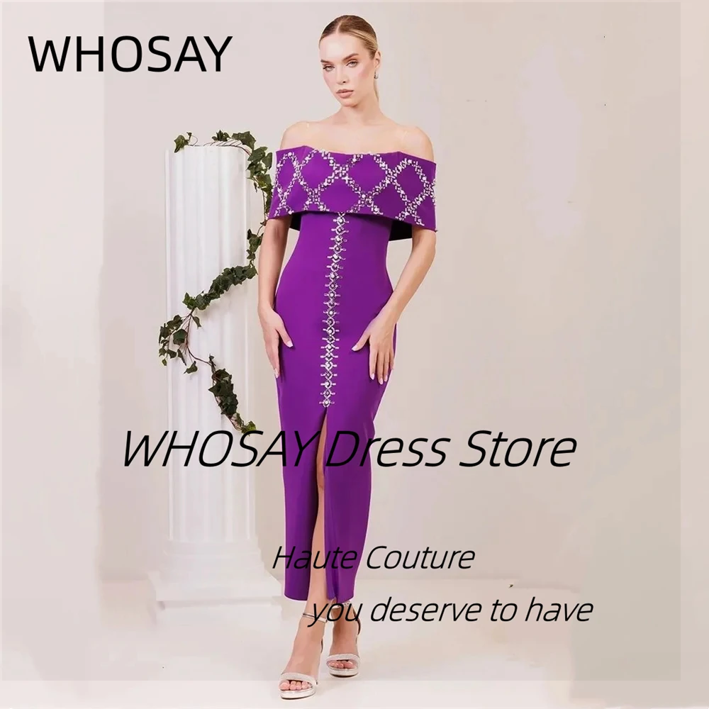 WHOSAY Customized Beading Boat Neck Prom Dresses Front Slit Ankle Length Birthday Party Dress Zipper Back Evening Gowns
WHOSAY Customized Beading Boat Neck Prom Dresses Front Slit Ankle Length Birthday Party Dress Zipper Back Evening Gowns