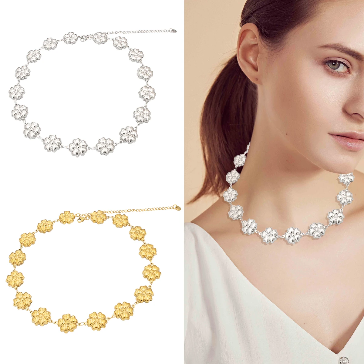 Romantic Flower Choker Necklaces 316L Stainless Steel Necklaces Clavicle Chain Elegant Charm Neck Chain Women's Wedding Jewelry
Romantic Flower Choker Necklaces 316L Stainless Steel Necklaces Clavicle Chain Elegant Charm Neck Chain Women's Wedding Jewelry
