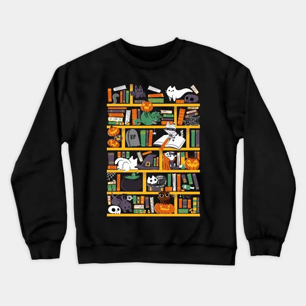 Autumn and Winter Crew Neck Sweatshirt Pure Cotton Cute Halloween Bookshelf Print Ideal for Those Who Love Festive and Whimsical
Autumn and Winter Crew Neck Sweatshirt Pure Cotton Cute Halloween Bookshelf Print Ideal for Those Who Love Festive and Whimsical
