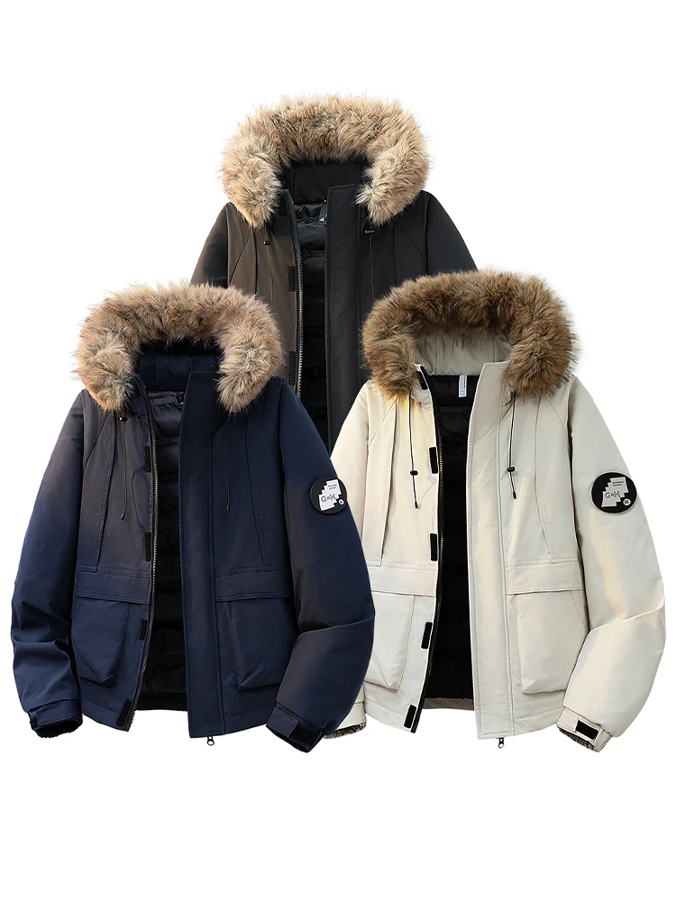 Thiened Winter Parka Coat for Men with Large Fur Collar Casual Workwear Cotton Jaet Youth Faion Anti-Cold Outerwear
Thiened Winter Parka Coat for Men with Large Fur Collar Casual Workwear Cotton Jaet Youth Faion Anti-Cold Outerwear