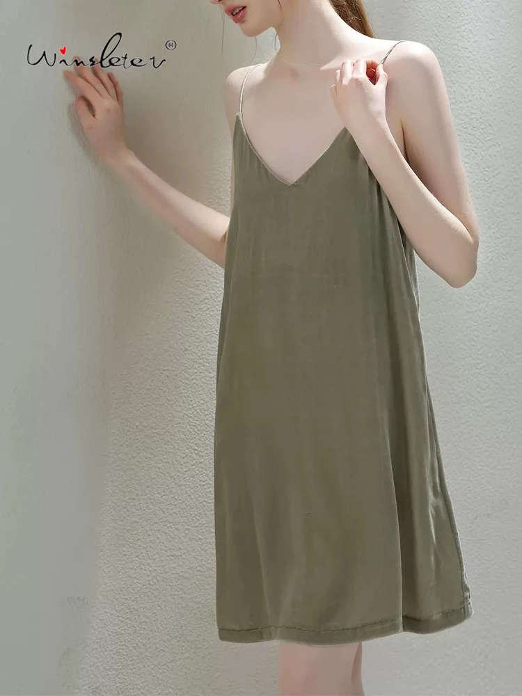 Winsleter,Women Solid Spaghetti Strap,Sexy Casual Nightwear,20%Real Silk Velvet Elegant Pajama Dress,2024 Summer P432118QC
Winsleter,Women Solid Spaghetti Strap,Sexy Casual Nightwear,20%Real Silk Velvet Elegant Pajama Dress,2024 Summer P432118QC