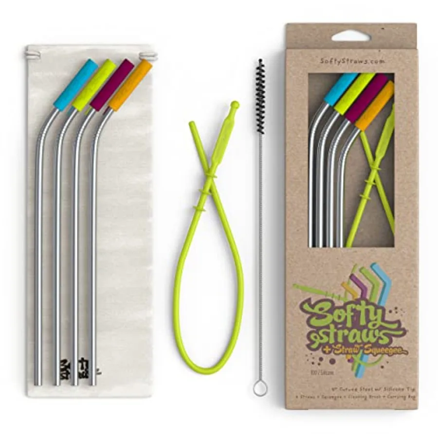Premium Reusable Stainless Steel Drinking Straws With Silicone Tips + Patented Straw Cleaners and Carrying Case - 9" Long Metal
Premium Reusable Stainless Steel Drinking Straws With Silicone Tips + Patented Straw Cleaners and Carrying Case - 9" Long Metal