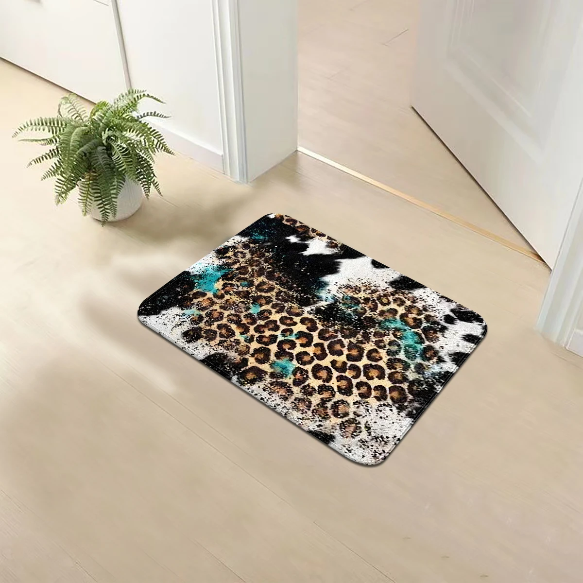A flannel leopard print pattern anti slip floor mat carpet for home decoration, suitable for any scene, foot mat carpet 
A flannel leopard print pattern anti slip floor mat carpet for home decoration, suitable for any scene, foot mat carpet