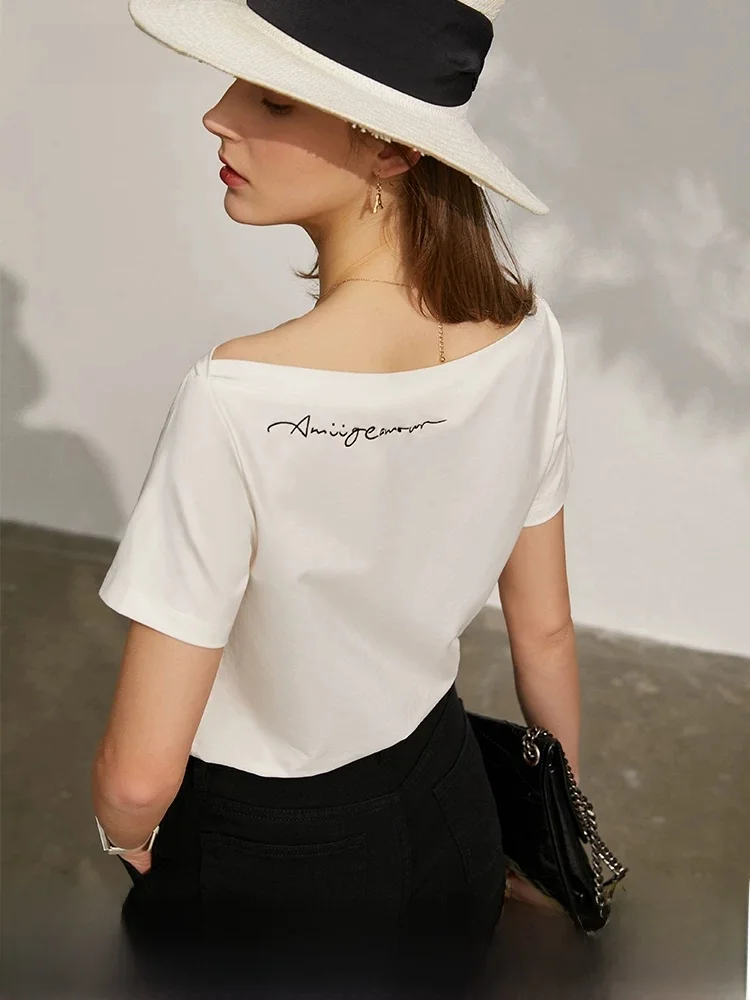 i Summer New Sle Slim Fit T-irt Women's ort Sve Embroidered Ice Porcelain Cotton One oulder Love Heart Printed Top
i Summer New Sle Slim Fit T-irt Women's ort Sve Embroidered Ice Porcelain Cotton One oulder Love Heart Printed Top