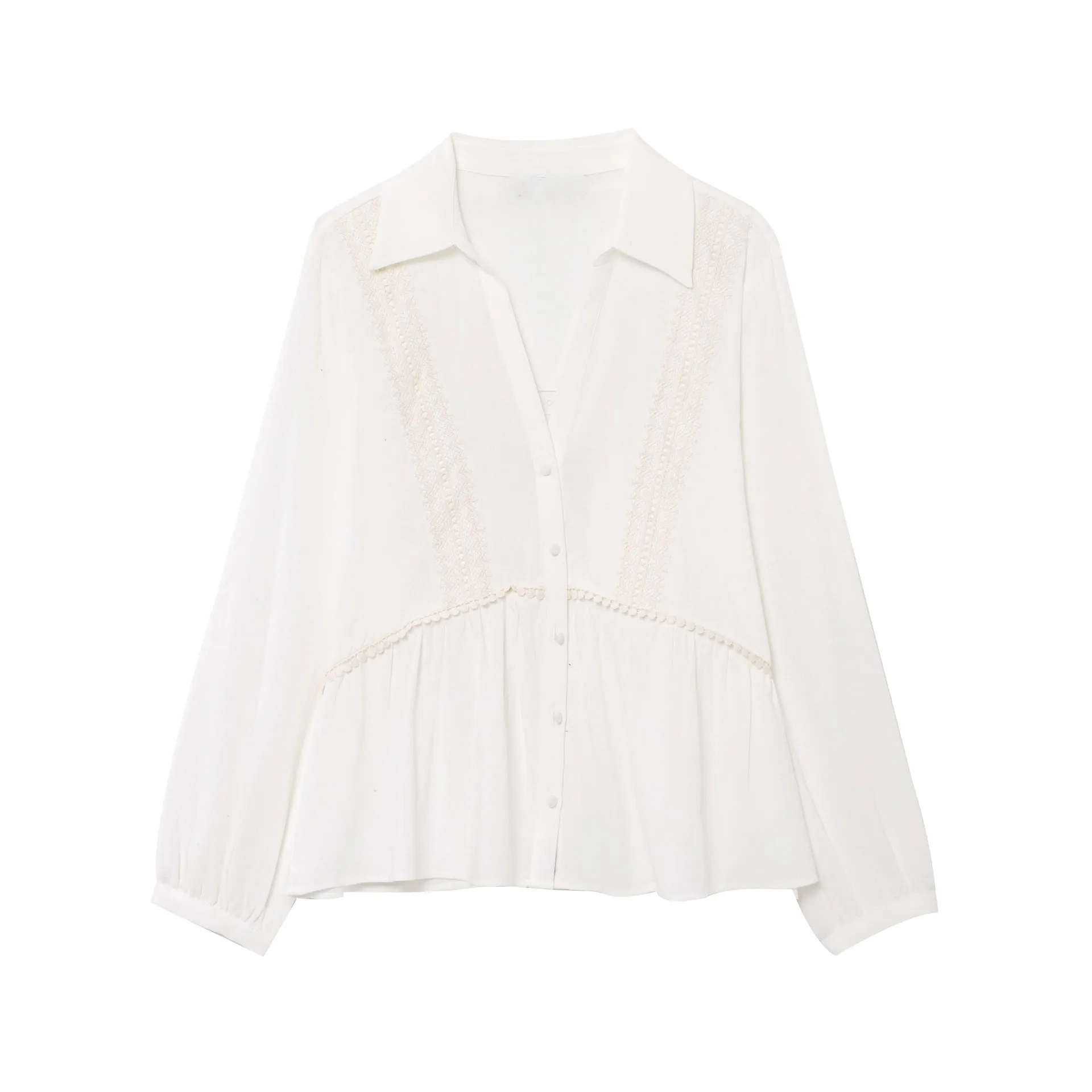 ZBZA Women Pleated Loose Shirt Solid Color Lapel Single-breasted Long-sleeved Commuter Blouse Spring Summer New Female Chic Top
ZBZA Women Pleated Loose Shirt Solid Color Lapel Single-breasted Long-sleeved Commuter Blouse Spring Summer New Female Chic Top