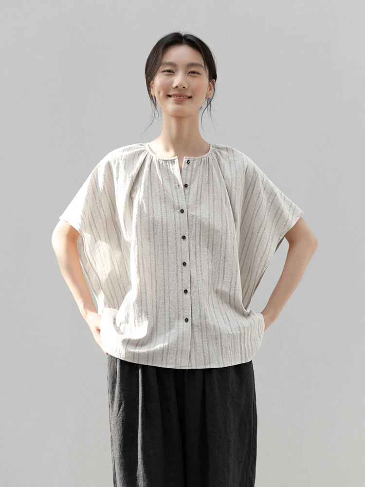 New Le Collection 00% Cotton Summer Thin round Ne Button up ort Sve Striped Top Color Woven Light een Stripes
New Le Collection 00% Cotton Summer Thin round Ne Button up ort Sve Striped Top Color Woven Light een Stripes