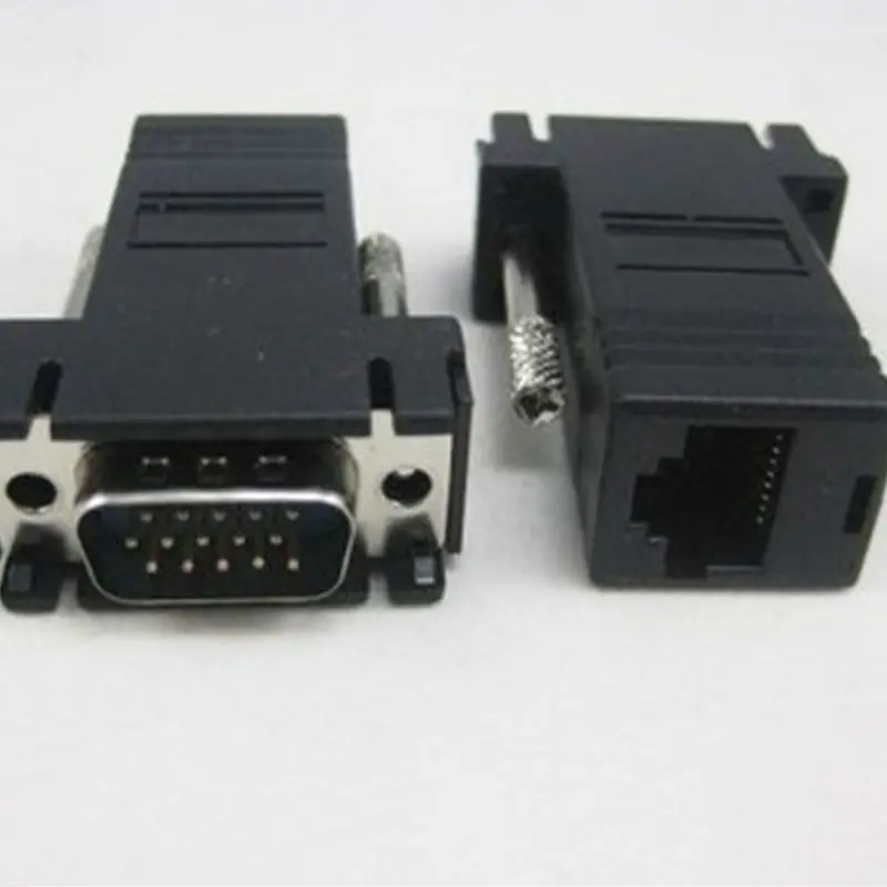 VGA RGB 15pin Male Extender To Lan Cat5 Cat5e RJ45 Ethernet Female Adapter adaptor connector Black
VGA RGB 15pin Male Extender To Lan Cat5 Cat5e RJ45 Ethernet Female Adapter adaptor connector Black