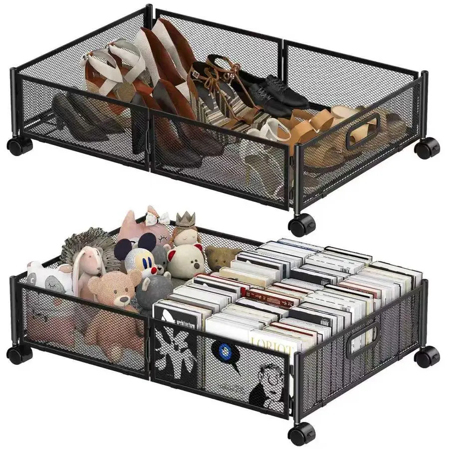 Bed Storage Containers,2 Pack Foldable Underbed Storage Containers with Handles and Wheels,Folding Bed Shoes Clothes Organizer,E
Bed Storage Containers,2 Pack Foldable Underbed Storage Containers with Handles and Wheels,Folding Bed Shoes Clothes Organizer,E