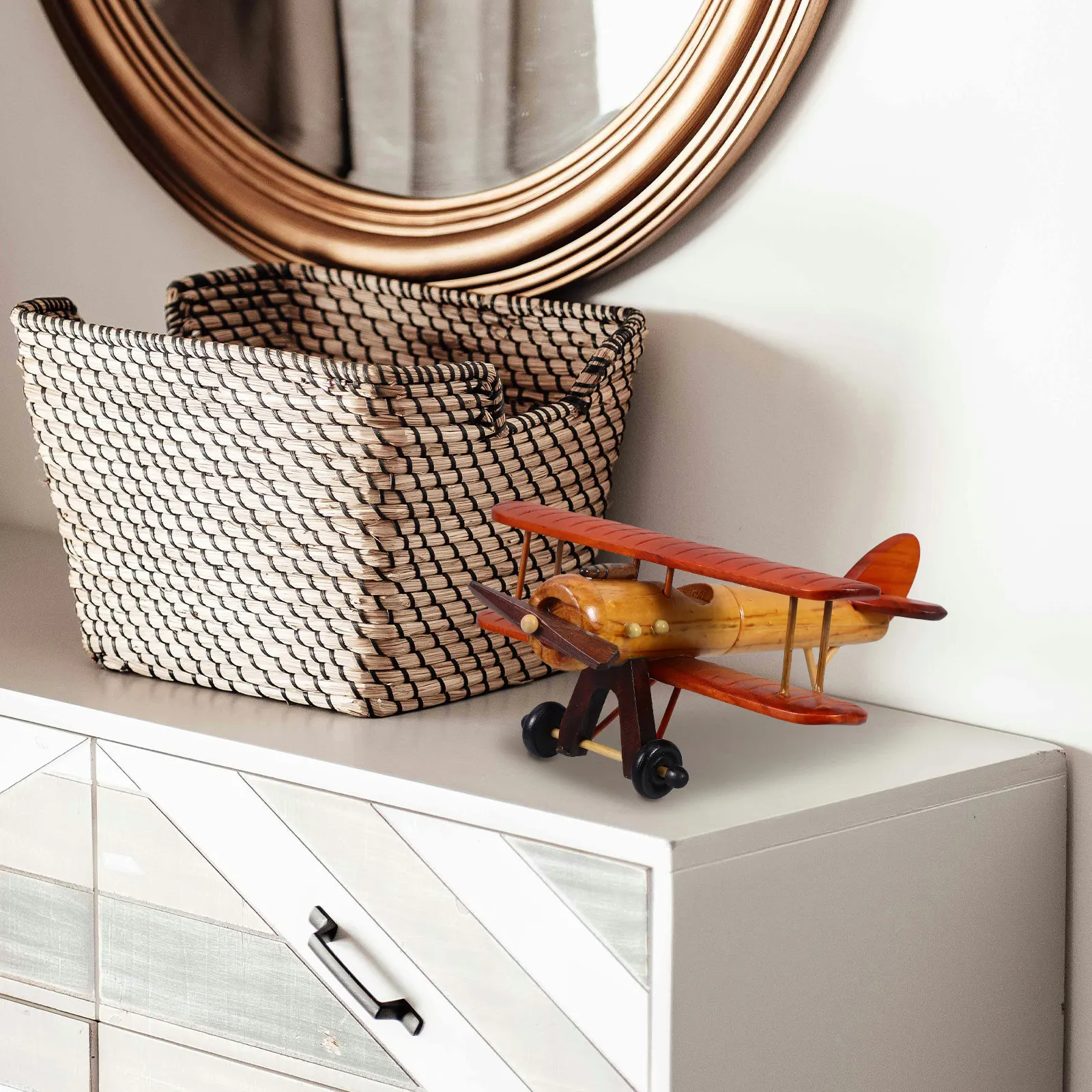 Vintage Wooden Airplane Craft Retro Biplane Ornament Desktop Home Office Airplane Decoration Wood Aircraft Sculpture
Vintage Wooden Airplane Craft Retro Biplane Ornament Desktop Home Office Airplane Decoration Wood Aircraft Sculpture