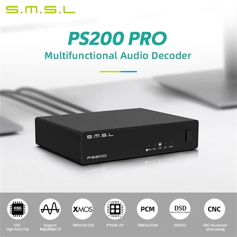 Портативный ЦАП SMSL PS200 PRO, многофункциональный аудиоконвертер, ЦАП Hi-Res MQA DSD512, двойной декодер ES9039Q2M для дома и автомобиля
Портативный ЦАП SMSL PS200 PRO, многофункциональный аудиоконвертер, ЦАП Hi-Res MQA DSD512, двойной декодер ES9039Q2M для дома и автомобиля