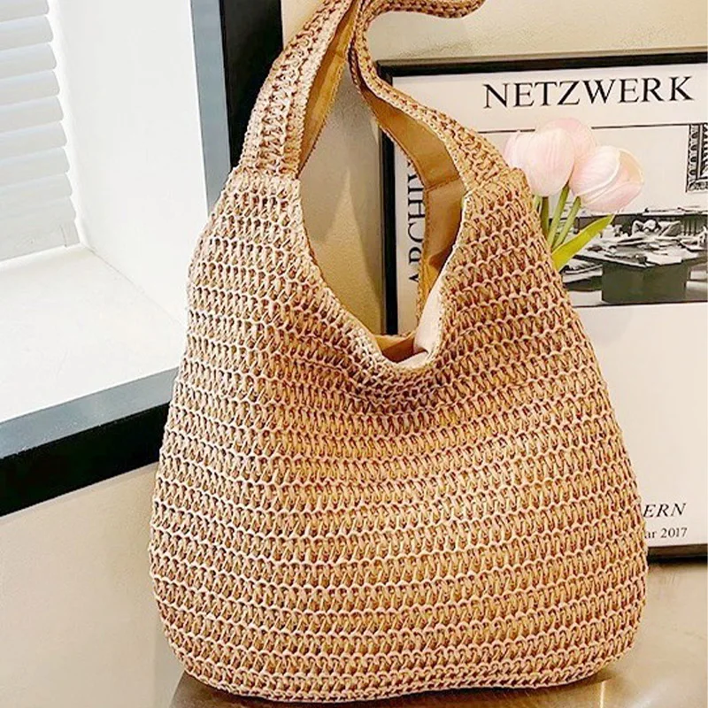 Summer Fashion New Simple Large Capacity Hollow Straw Woven Beach Bag Women's Lafia Casual Multifunctional Shoulder Tote Bag
Summer Fashion New Simple Large Capacity Hollow Straw Woven Beach Bag Women's Lafia Casual Multifunctional Shoulder Tote Bag