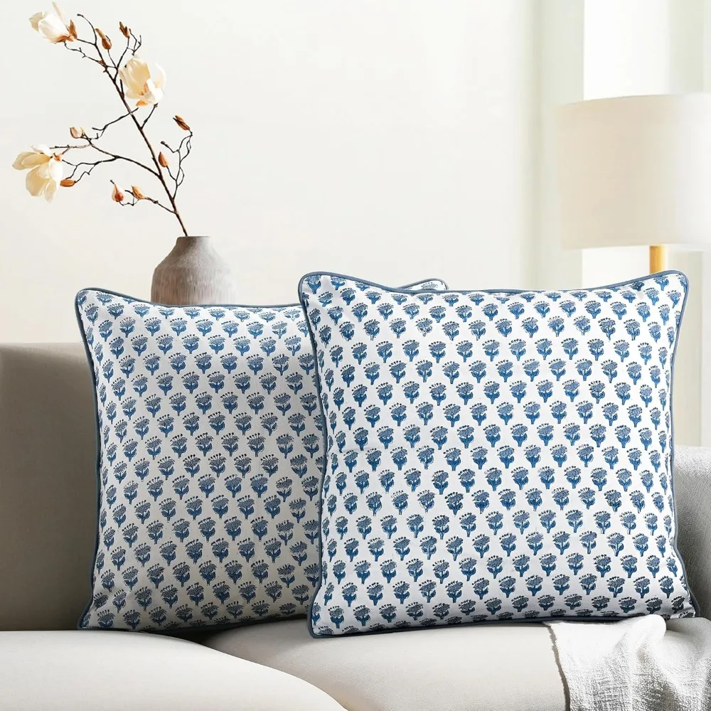 Хлопковые наволочки CPC 18x18 дюймов, пара подушек для дивана с синим блочным принтом, очаровательные декоративные подушки в стиле бохо
Хлопковые наволочки CPC 18x18 дюймов, пара подушек для дивана с синим блочным принтом, очаровательные декоративные подушки в стиле бохо