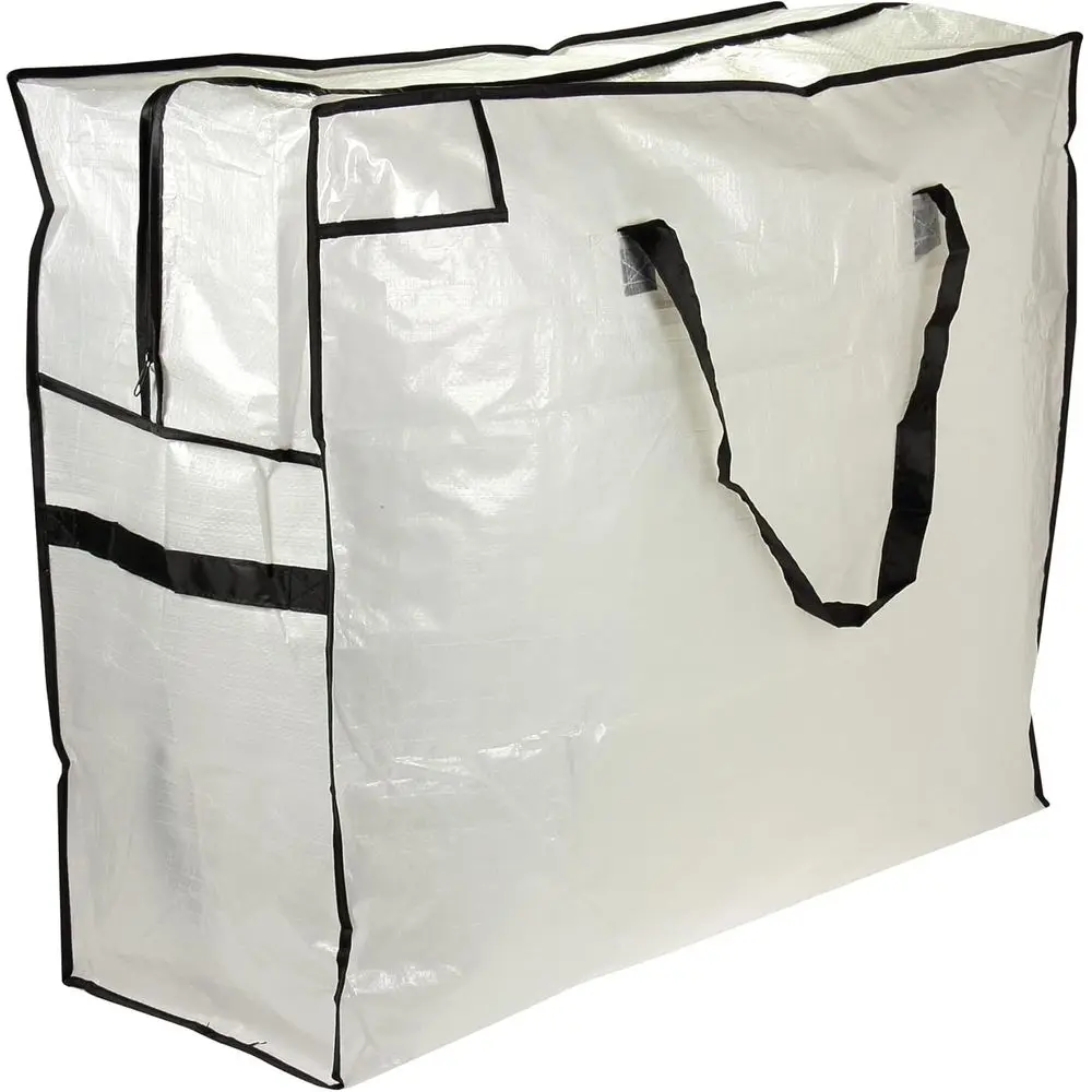 Large White Storage Bag with Handles for Clothing and Linen | Tarp with Black Trim
Large White Storage Bag with Handles for Clothing and Linen | Tarp with Black Trim
