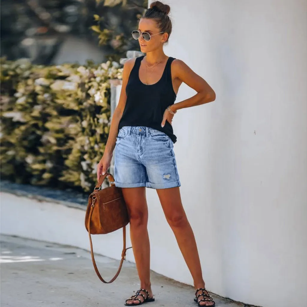 Women's Jeans Summer Sexy High Waisted Straight Jeans Shorts Streetwear Fashion Breaking Button Denim Shorts With Pockets
Women's Jeans Summer Sexy High Waisted Straight Jeans Shorts Streetwear Fashion Breaking Button Denim Shorts With Pockets